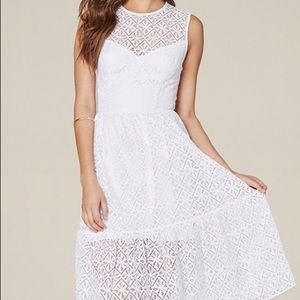 Bebe Marilee Lace Tiered White Dress NWT